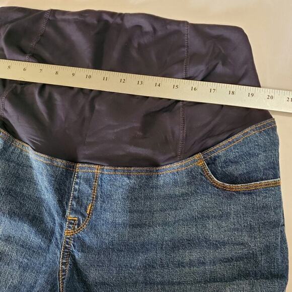 Isabel Maternity Shorts Womens Size 14 Blue Denim Midi Short Stretch Medium Wash - Picture 9 of 10